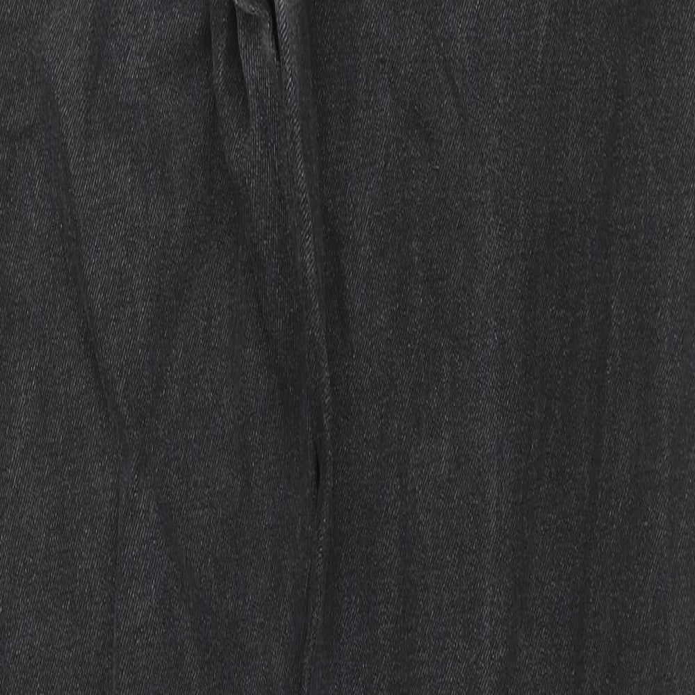 Denim & Co. Womens Black Cotton Straight Jeans Size 34 in L32 in Regular Zip