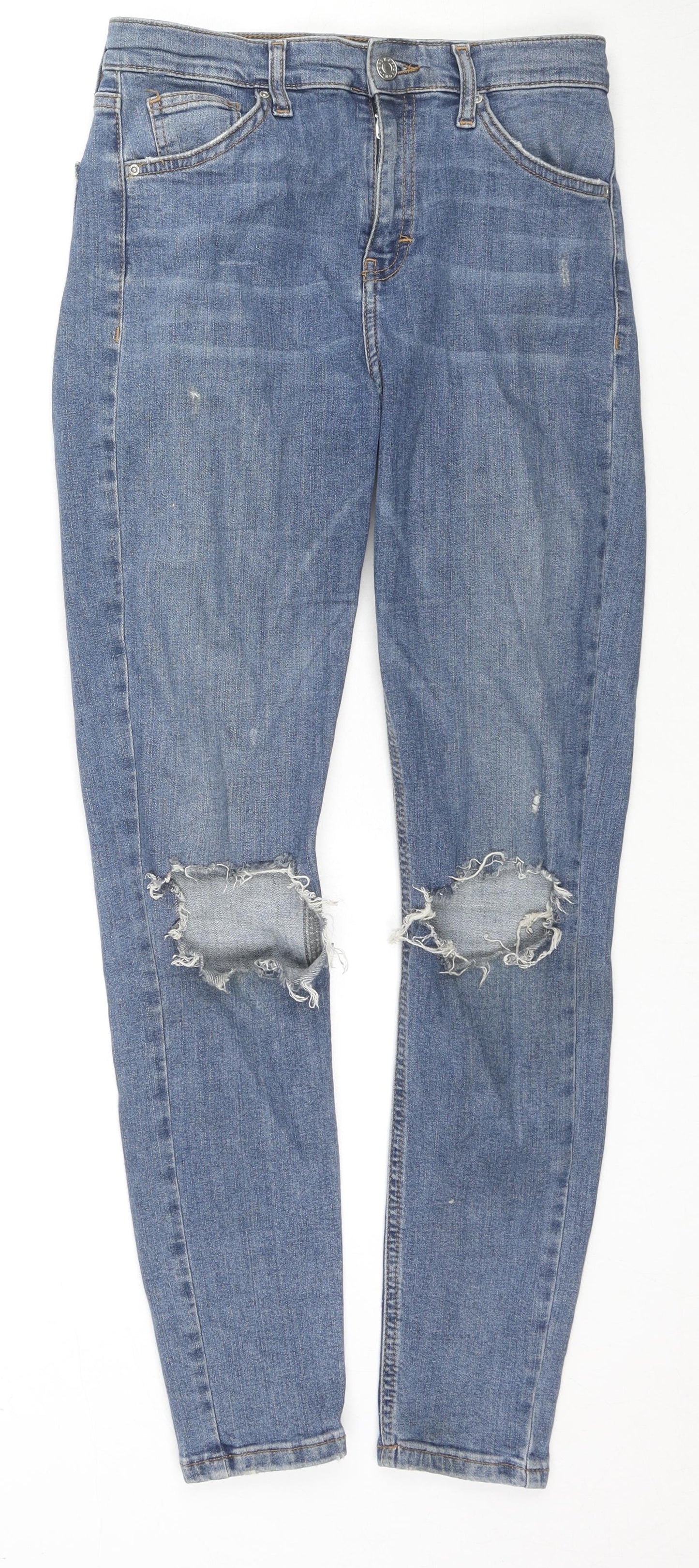 Topshop Womens Blue Cotton Skinny Jeans Size 28 in L32 in Regular Zip