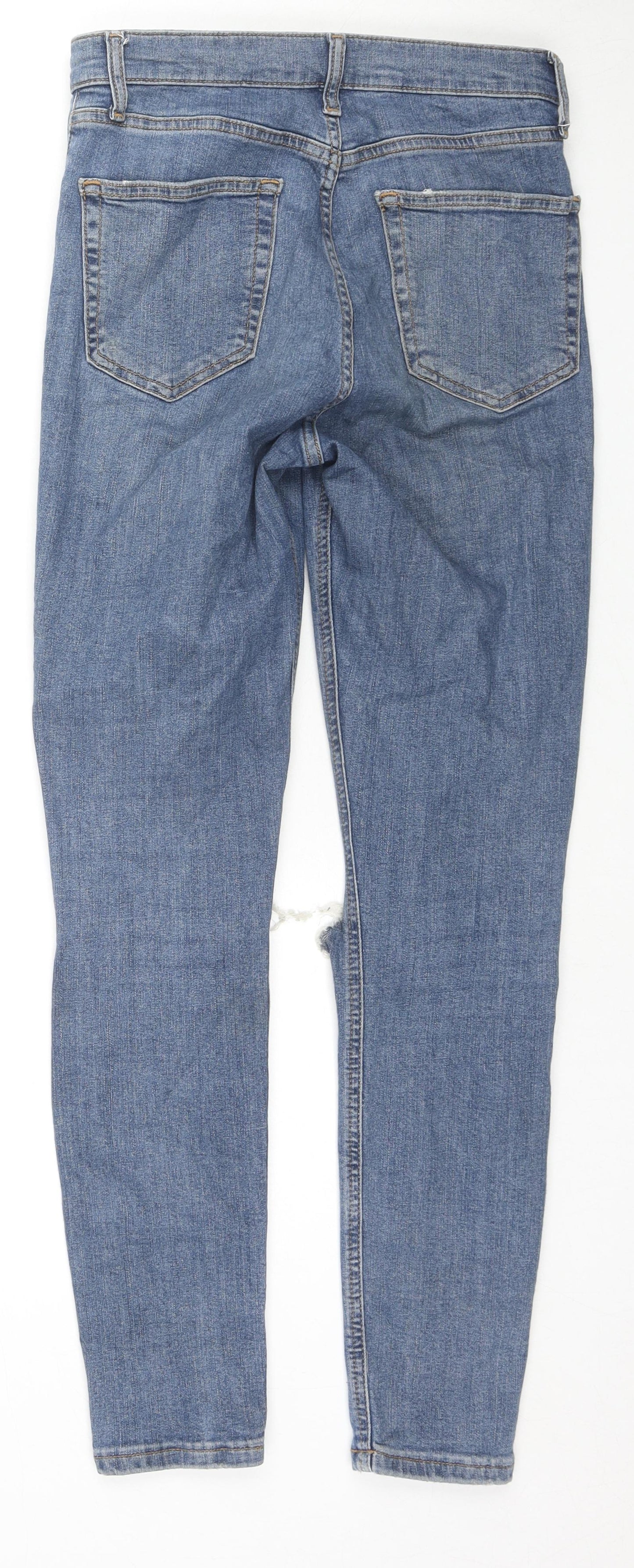 Topshop Womens Blue Cotton Skinny Jeans Size 28 in L32 in Regular Zip
