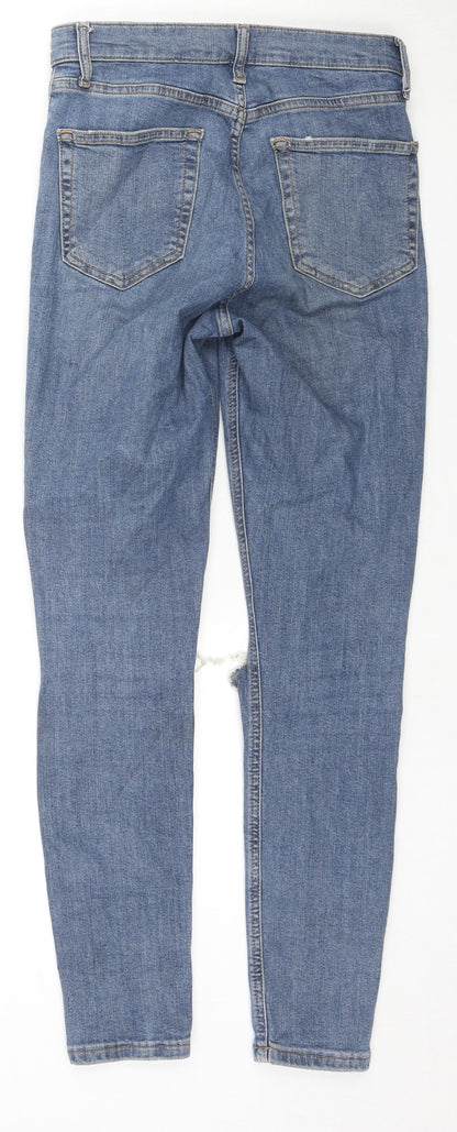 Topshop Womens Blue Cotton Skinny Jeans Size 28 in L32 in Regular Zip