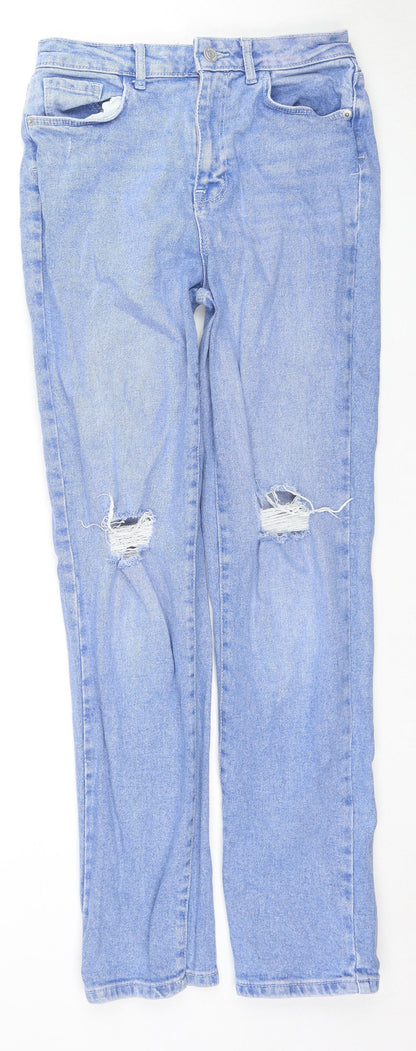 George Womens Blue Cotton Straight Jeans Size 10 L29 in Regular Zip