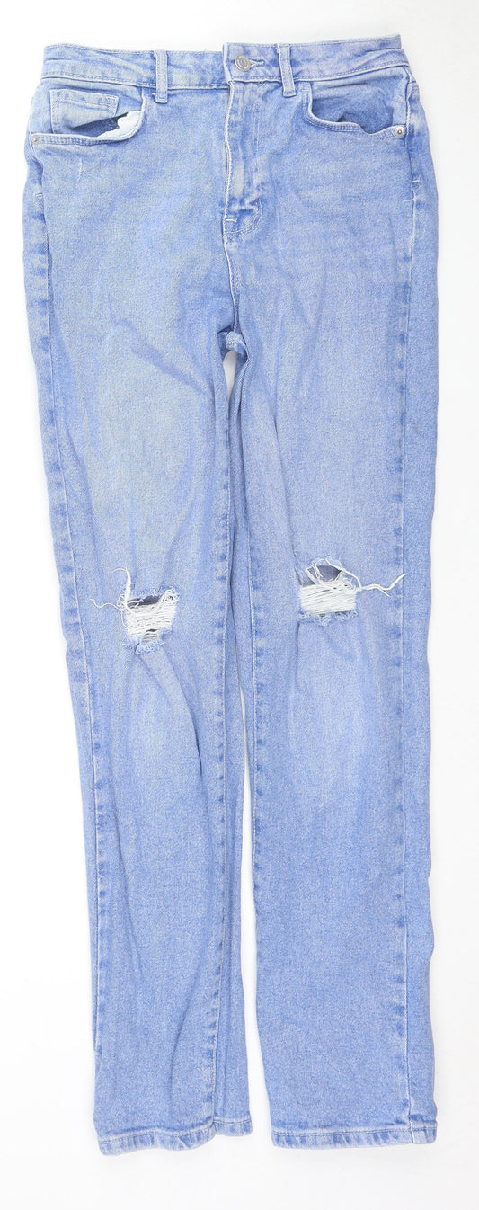 George Womens Blue Cotton Straight Jeans Size 10 L29 in Regular Zip