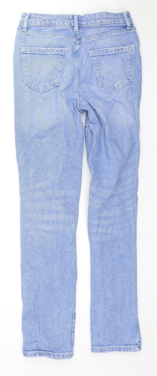 George Womens Blue Cotton Straight Jeans Size 10 L29 in Regular Zip
