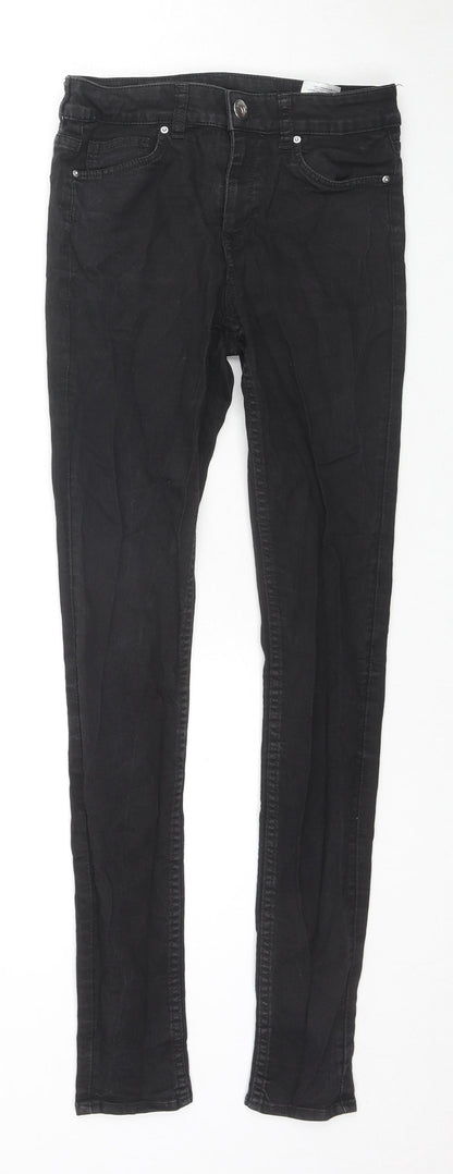 Divided by H&M Womens Black Cotton Skinny Jeans Size 8 L28 in Slim Zip