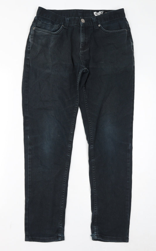 Denim & Co. Womens Green Cotton Straight Jeans Size 30 in L32 in Regular Zip
