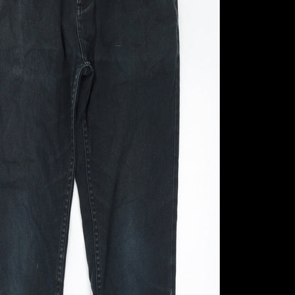 Denim & Co. Womens Green Cotton Straight Jeans Size 30 in L32 in Regular Zip