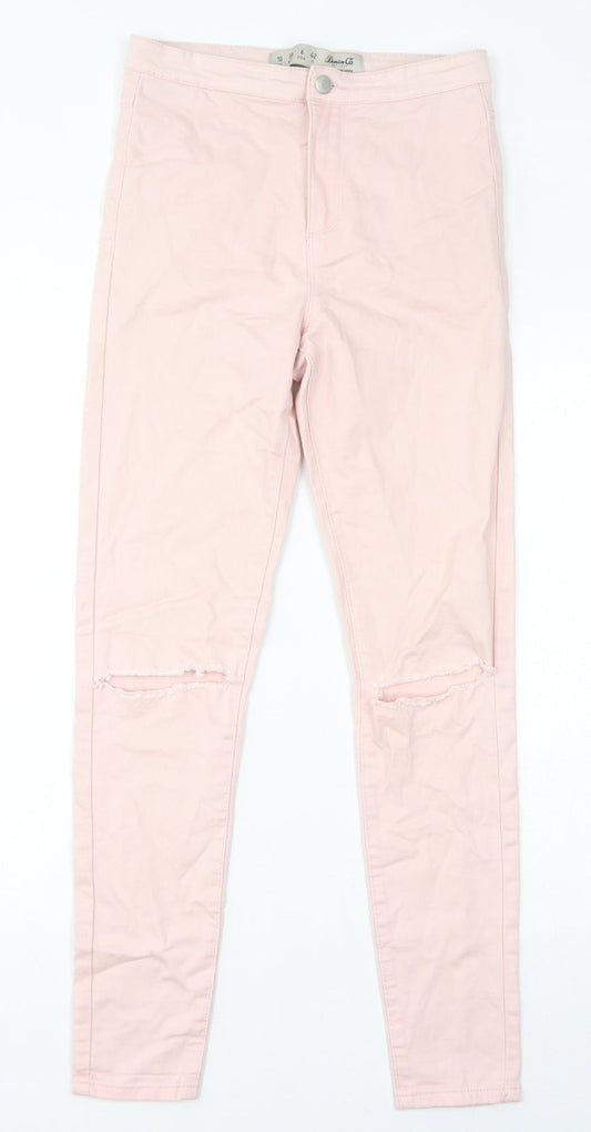 Denim & Co. Womens Pink Cotton Skinny Jeans Size 10 L28 in Regular Zip