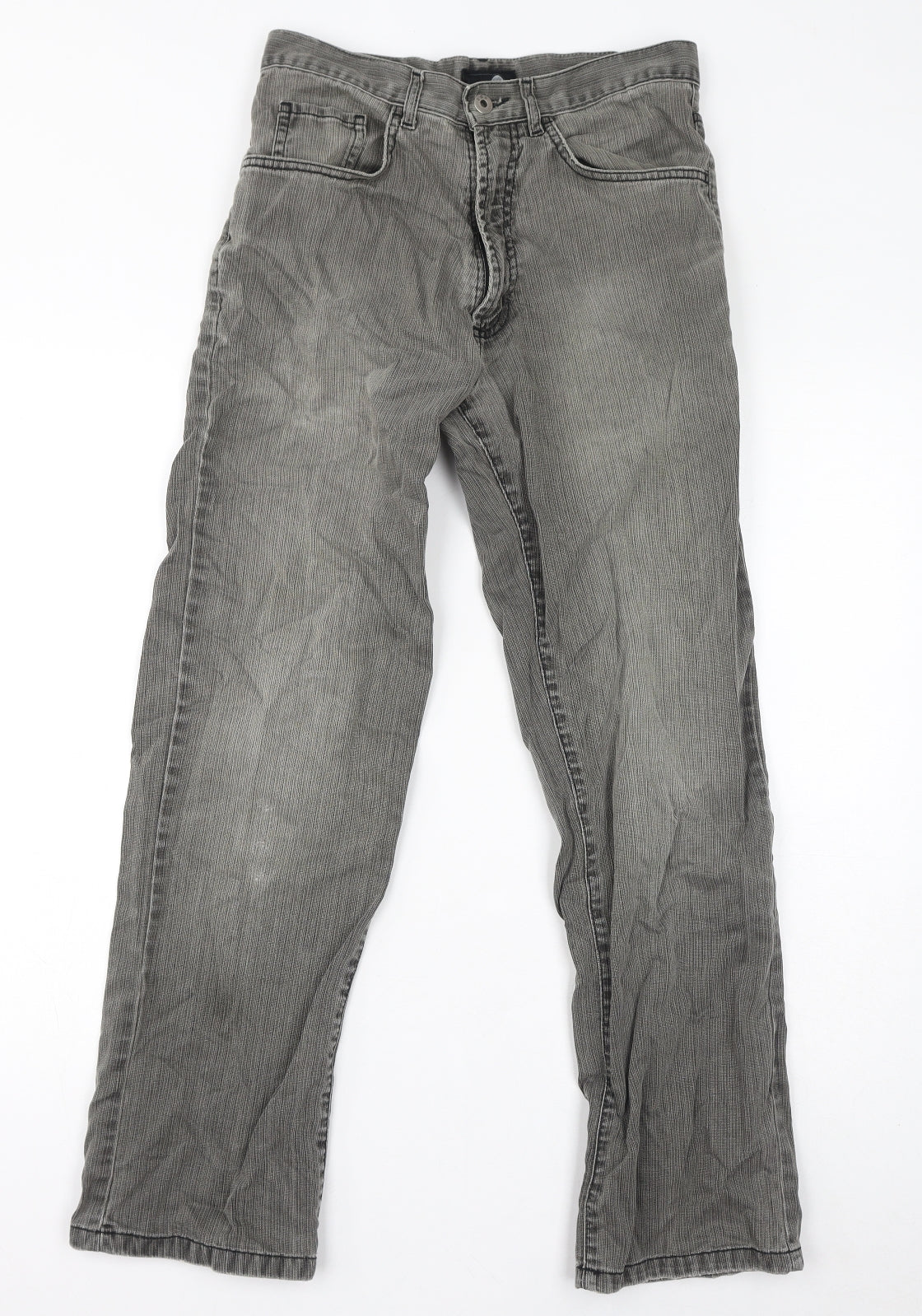 Exclusively Womens Grey Cotton Straight Jeans Size 30 in L30 in Regular Zip