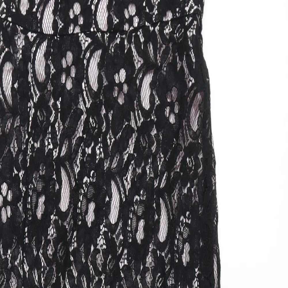 Quiz Womens Black Polyester Tank Dress Size 12 V-Neck Zip - Slit