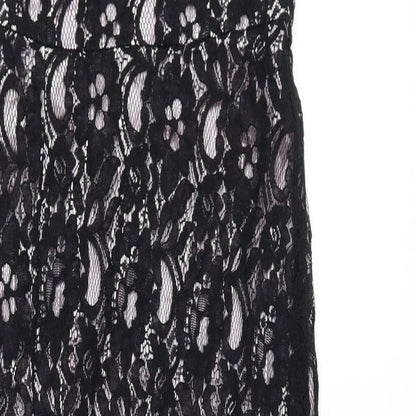 Quiz Womens Black Polyester Tank Dress Size 12 V-Neck Zip - Slit