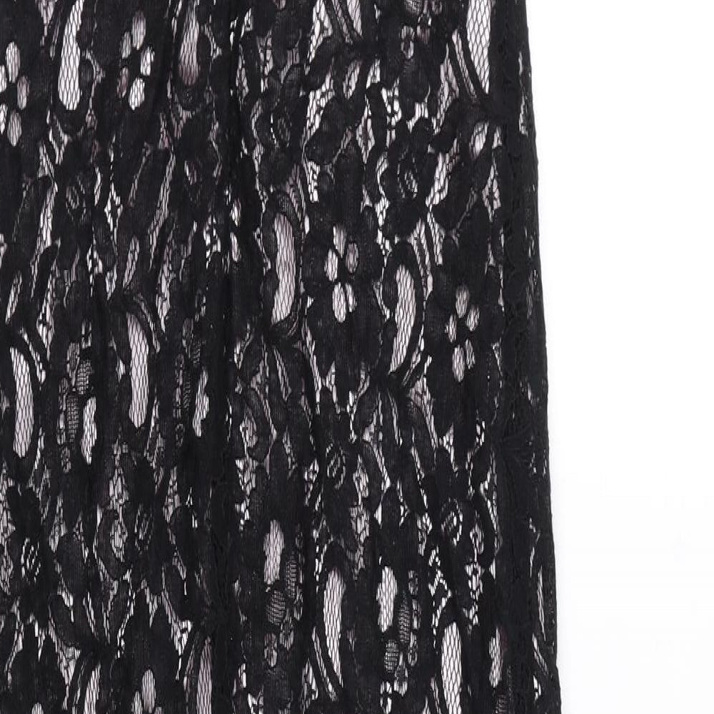 Quiz Womens Black Polyester Tank Dress Size 12 V-Neck Zip - Slit