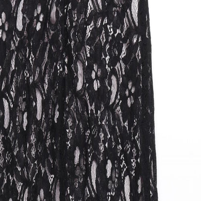 Quiz Womens Black Polyester Tank Dress Size 12 V-Neck Zip - Slit