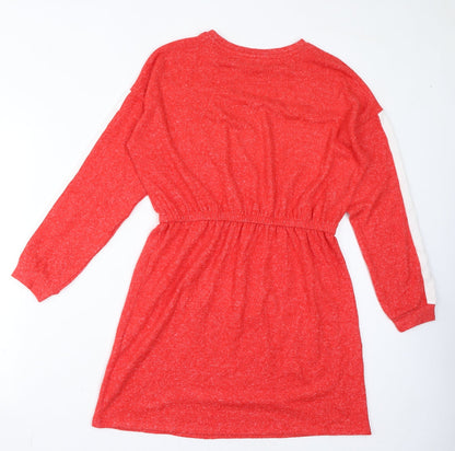 Marks and Spencer Girls Red Viscose A-Line Size 14-15 Years Round Neck Pullover