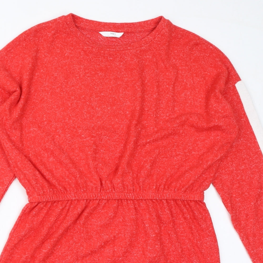 Marks and Spencer Girls Red Viscose A-Line Size 14-15 Years Round Neck Pullover