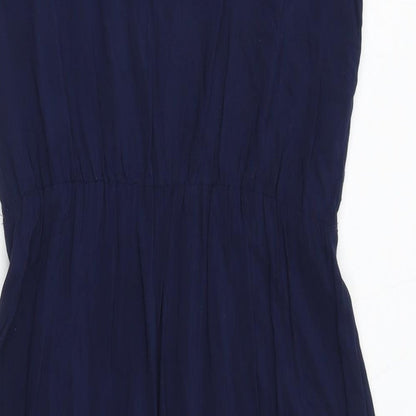 Oasis Womens Blue Viscose Tank Dress Size 8 Round Neck - Crochet Detail