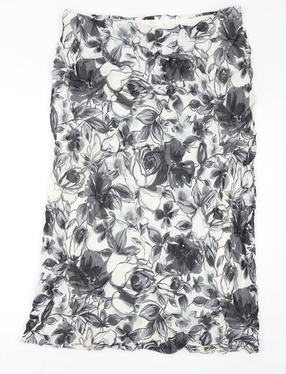 Ann Harvey Womens Grey Floral Viscose A-Line Skirt Size 16 - Mesh