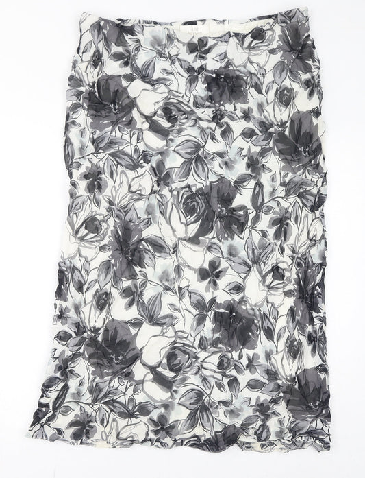 Ann Harvey Womens Grey Floral Viscose A-Line Skirt Size 16 - Mesh