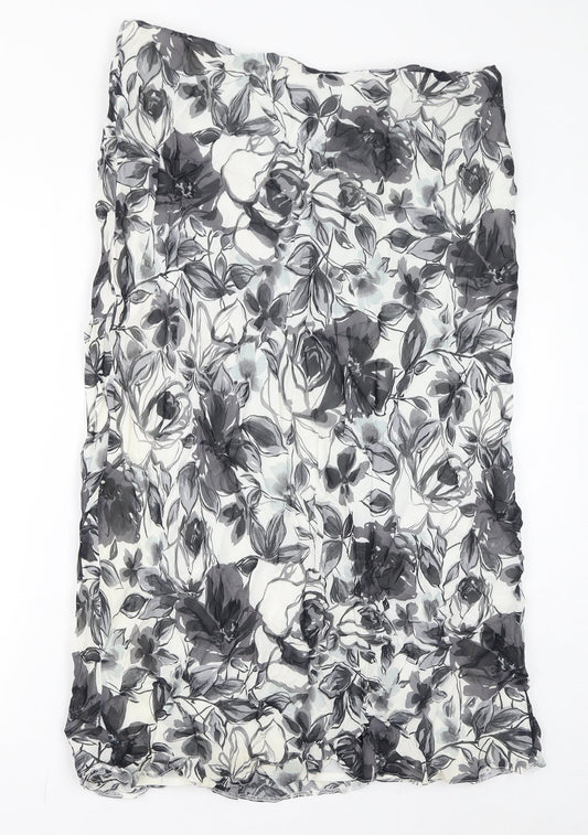 Ann Harvey Womens Grey Floral Viscose A-Line Skirt Size 16 - Mesh