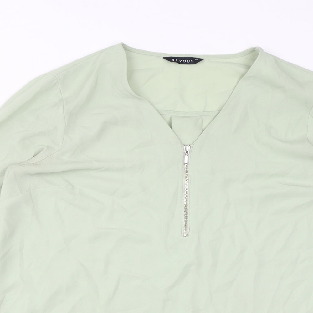 Womens UK Size 10 Et Vous Green Basic Blouse