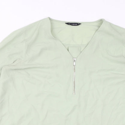 Womens UK Size 10 Et Vous Green Basic Blouse