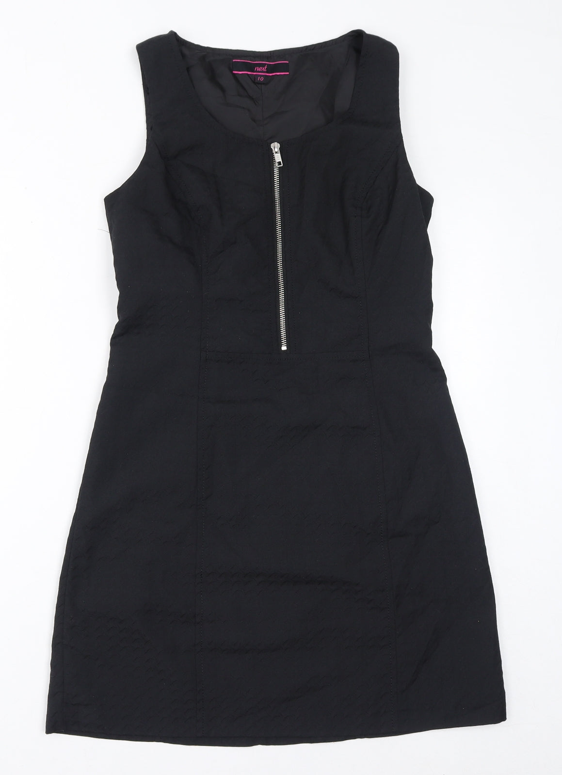 NEXT Womens Black Polyester A-Line Size 10 Round Neck Zip