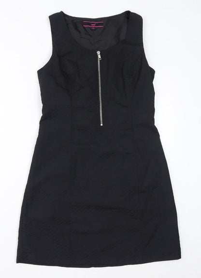 NEXT Womens Black Polyester A-Line Size 10 Round Neck Zip