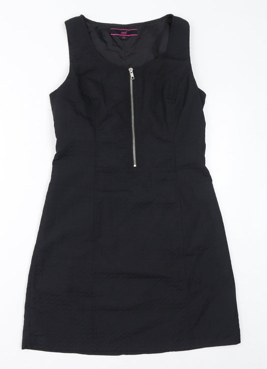 NEXT Womens Black Polyester A-Line Size 10 Round Neck Zip