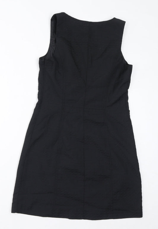 NEXT Womens Black Polyester A-Line Size 10 Round Neck Zip