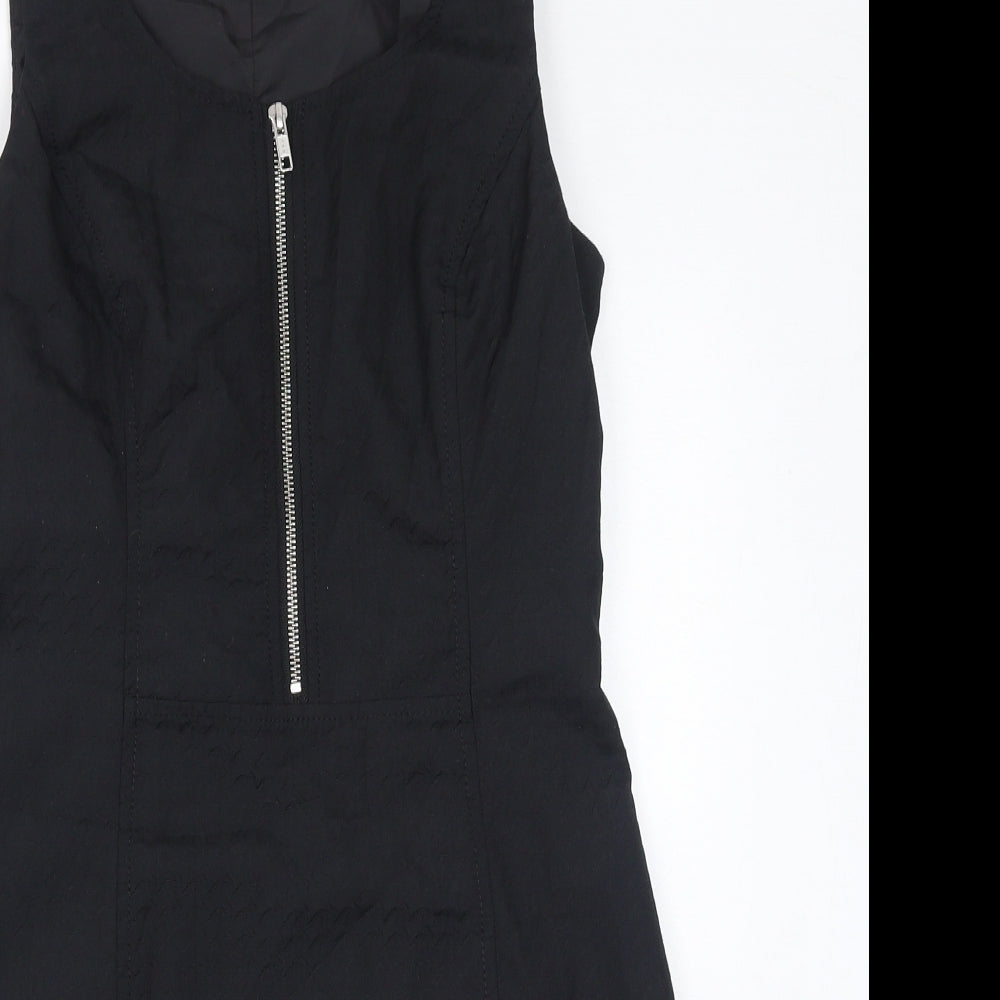 NEXT Womens Black Polyester A-Line Size 10 Round Neck Zip