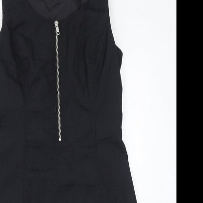 NEXT Womens Black Polyester A-Line Size 10 Round Neck Zip