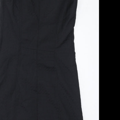 NEXT Womens Black Polyester A-Line Size 10 Round Neck Zip