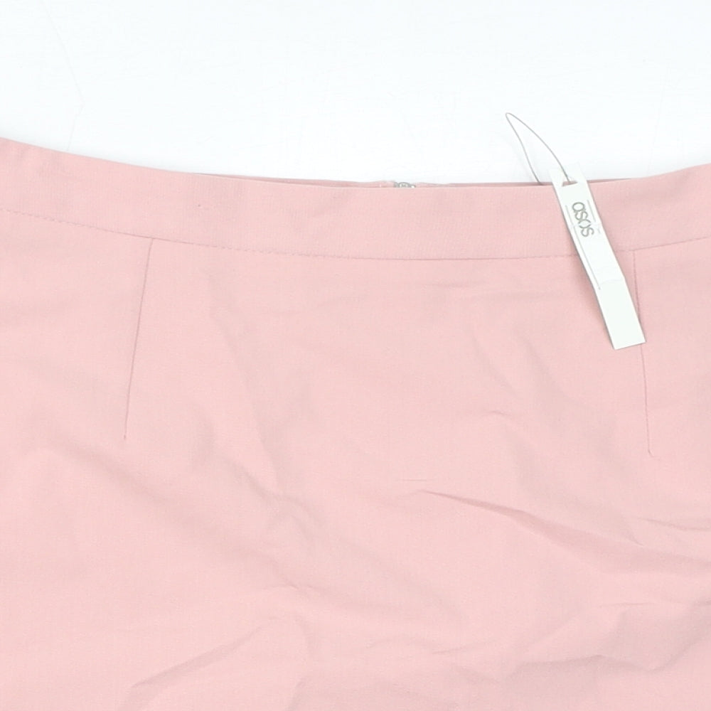 ASOS Womens Pink Polyester A-Line Skirt Size 10 Zip