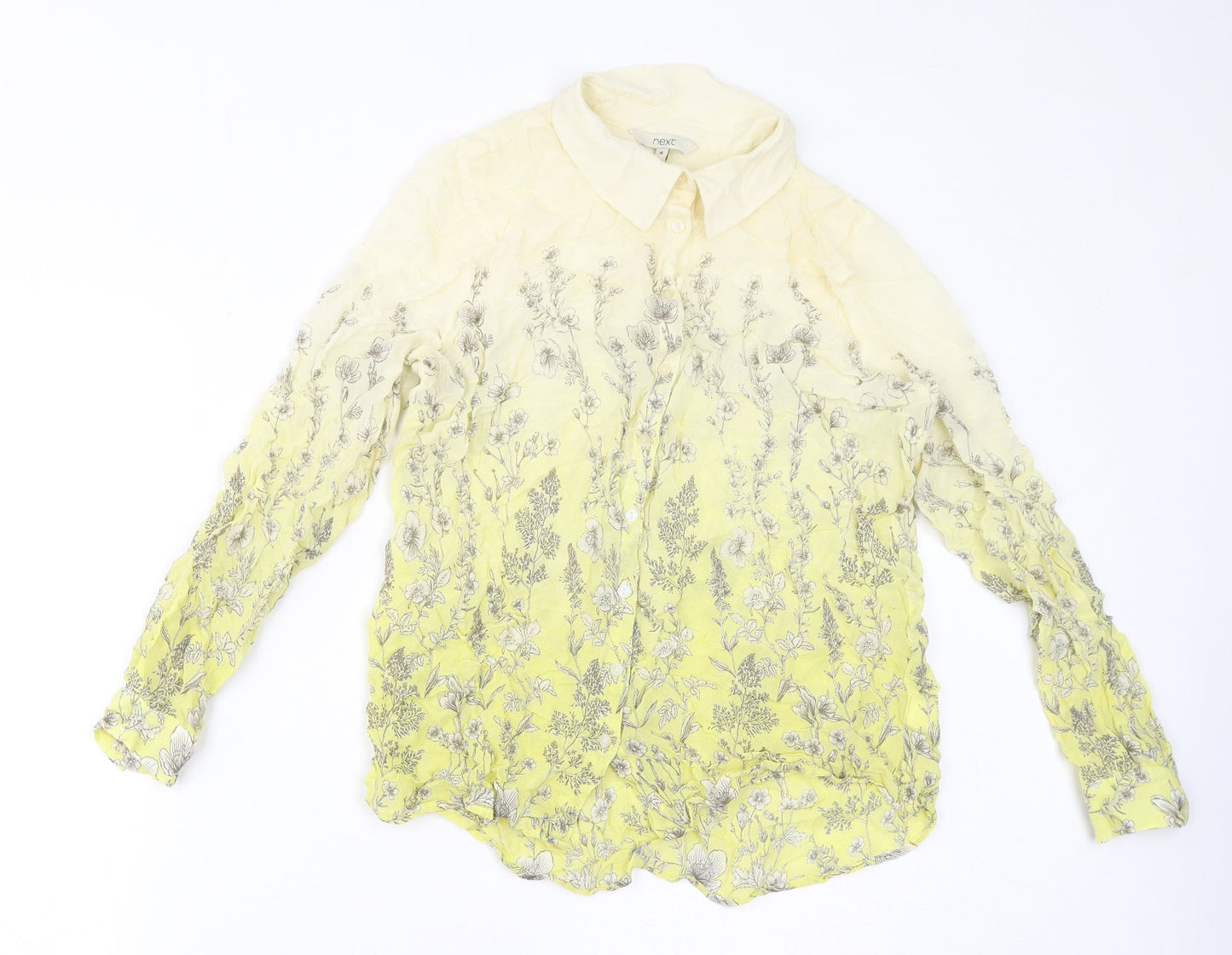Womens UK Size 14 NEXT Yellow Basic Button-Up