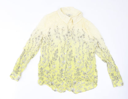 Womens UK Size 14 NEXT Yellow Basic Button-Up
