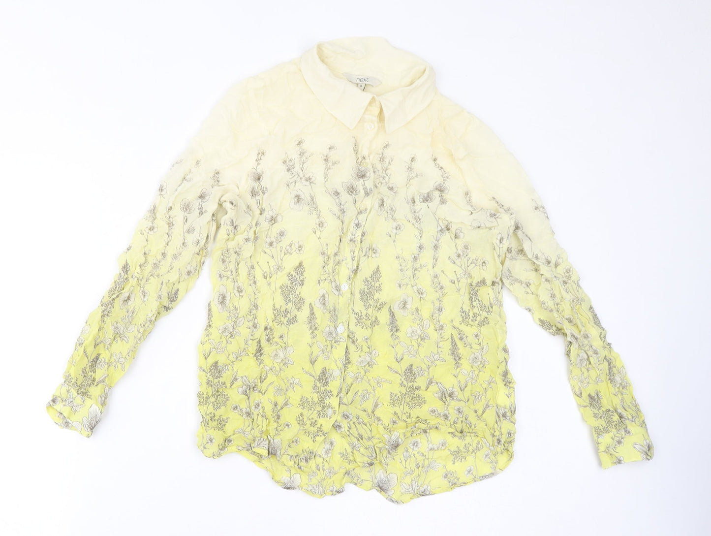 Womens UK Size 14 NEXT Yellow Basic Button-Up