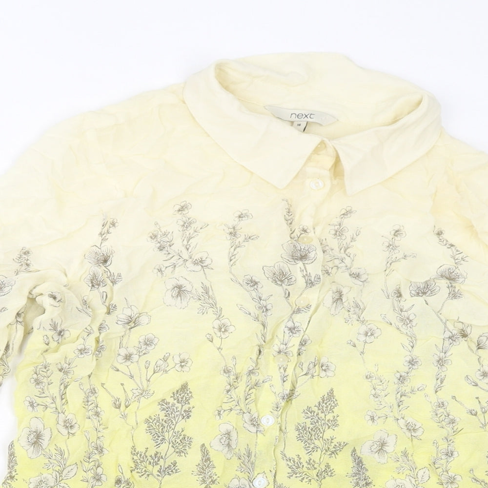 Womens UK Size 14 NEXT Yellow Basic Button-Up