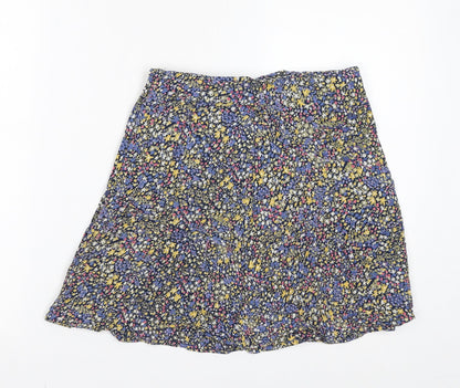 Brave Soul Womens Multicoloured Floral Viscose A-Line Skirt Size XS Zip - Buttons