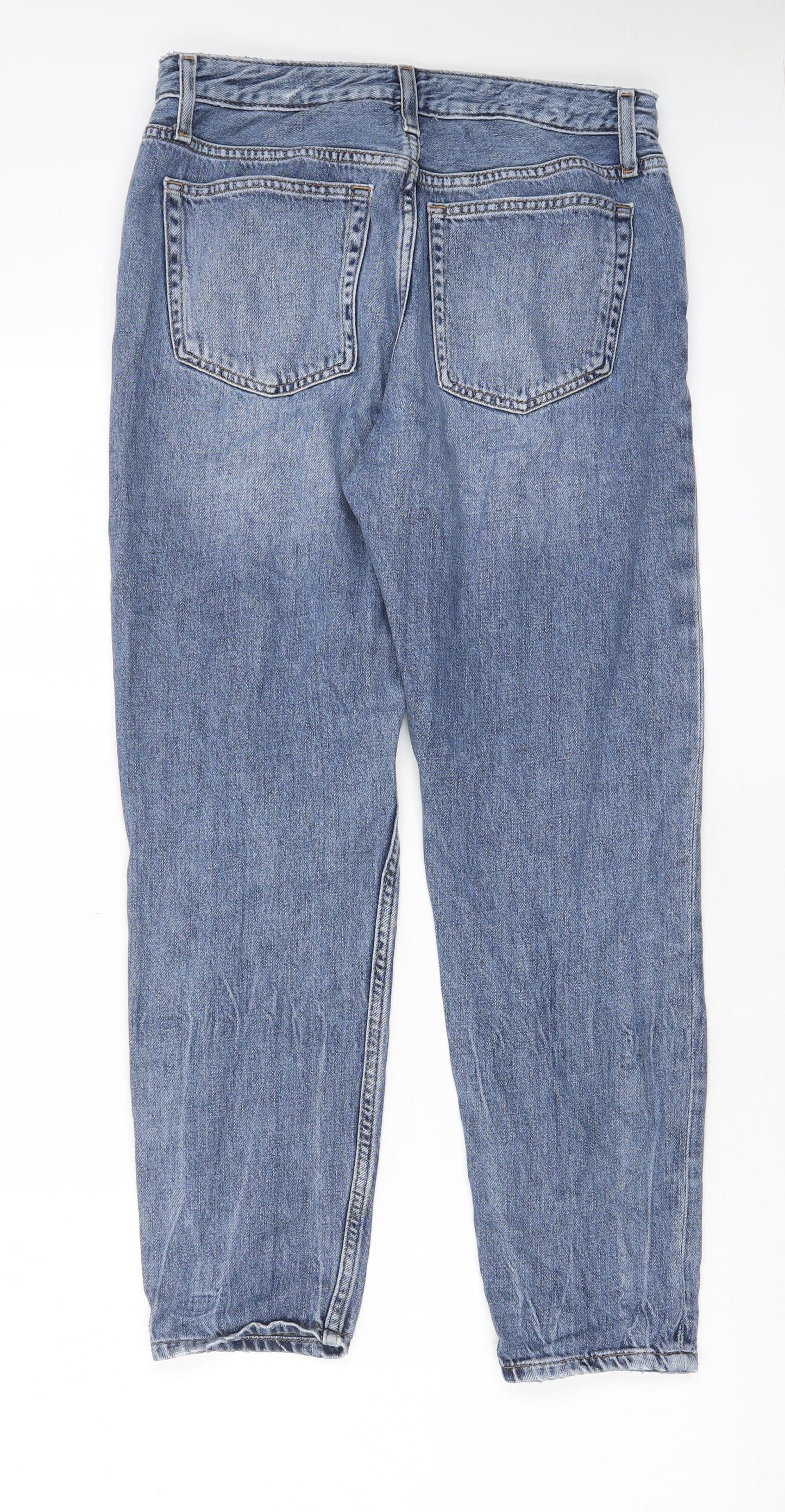 Topshop Womens Blue Cotton Straight Jeans Size 26 in L32 in Regular Button - Pockets