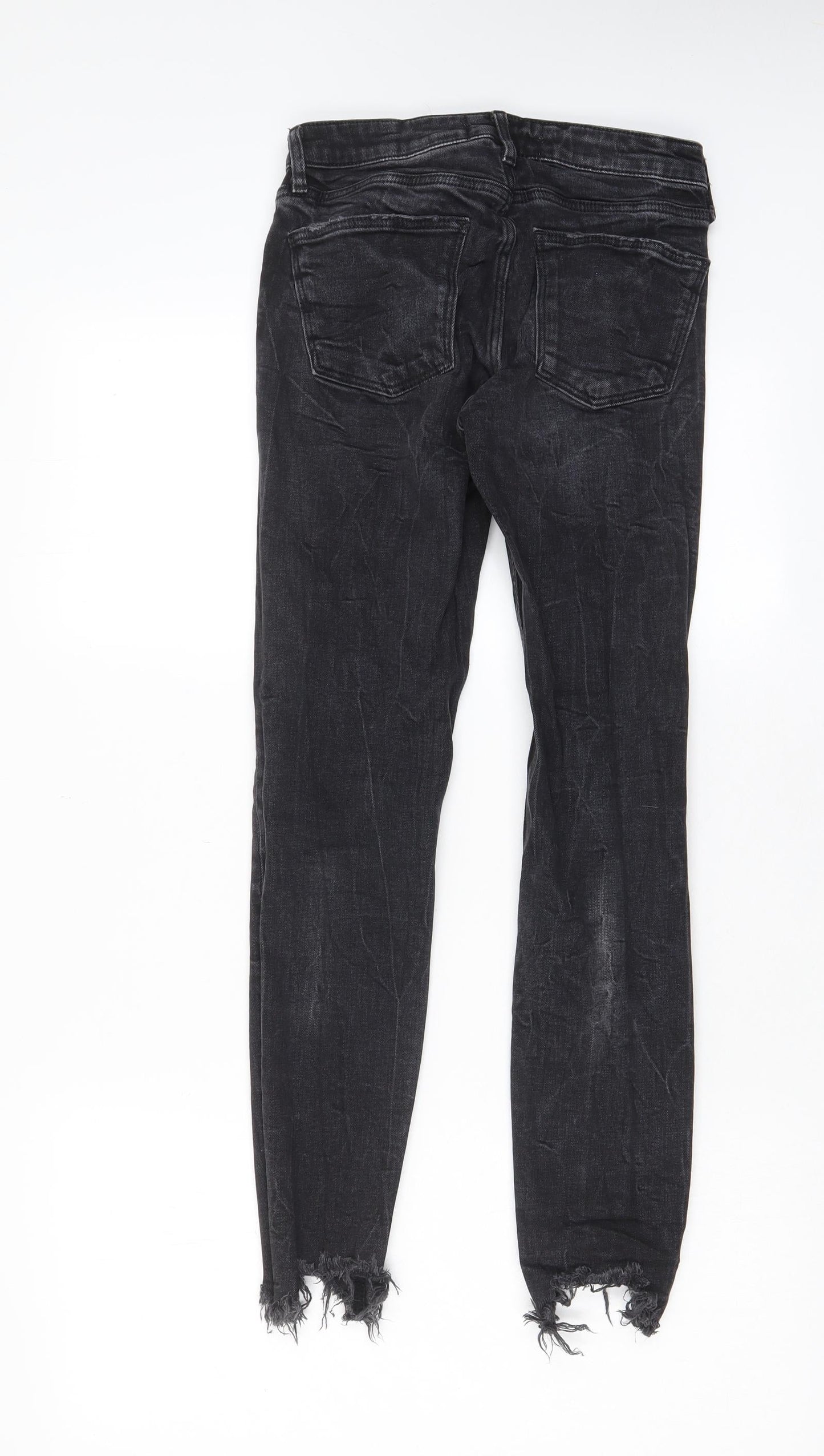 Zara Womens Black Cotton Skinny Jeans Size 8 L28 in Regular Zip - Pockets