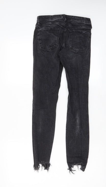 Zara Womens Black Cotton Skinny Jeans Size 8 L28 in Regular Zip - Pockets