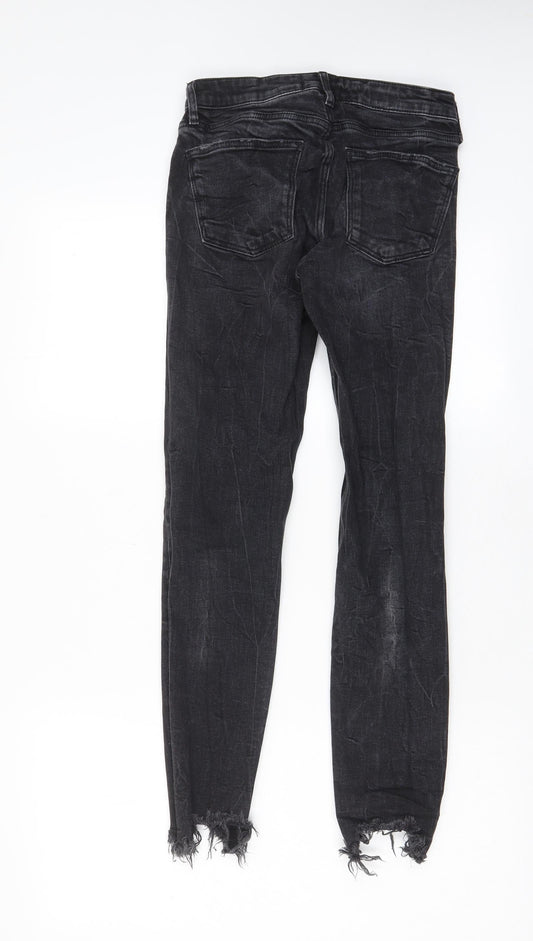 Zara Womens Black Cotton Skinny Jeans Size 8 L28 in Regular Zip - Pockets