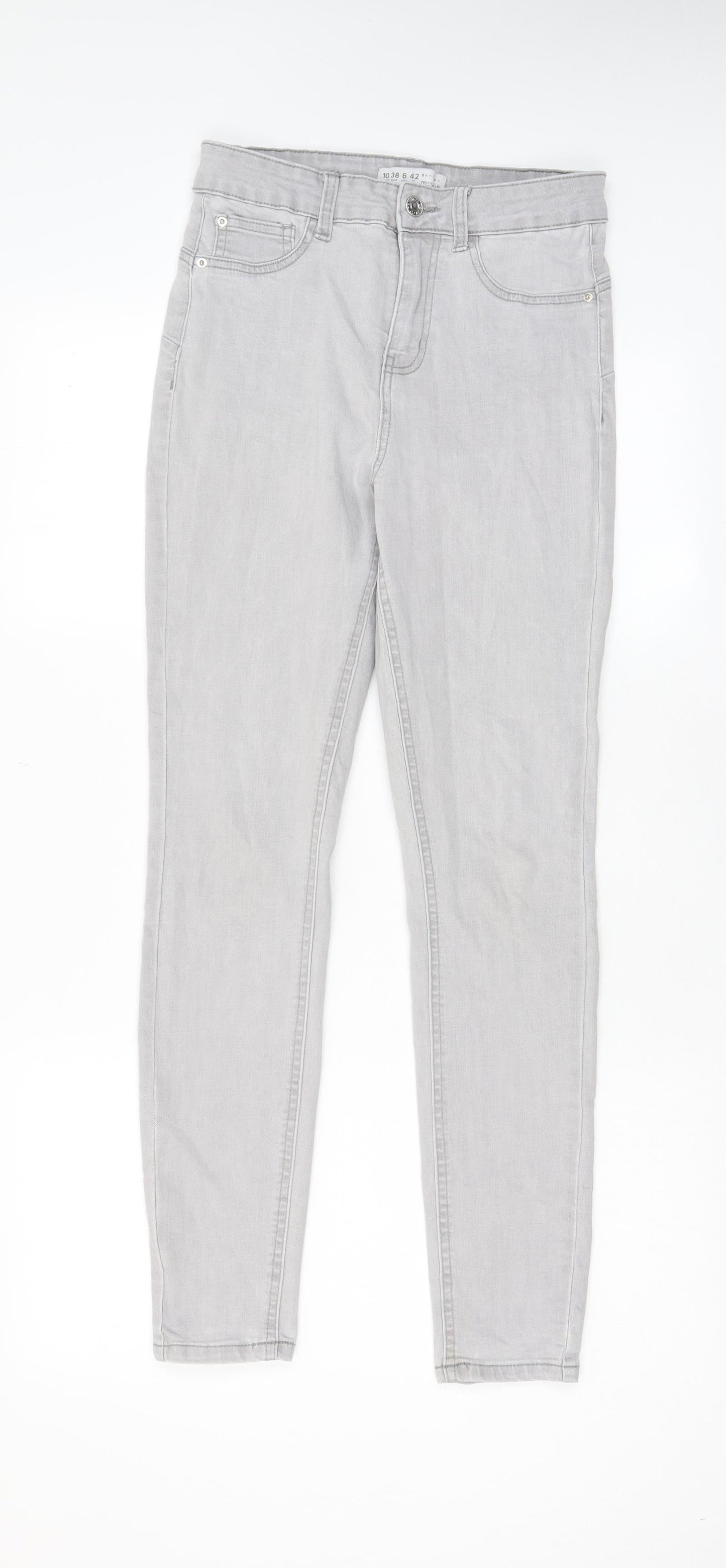 Denim & Co. Womens Grey Cotton Skinny Jeans Size 10 L28 in Regular Zip - Pockets