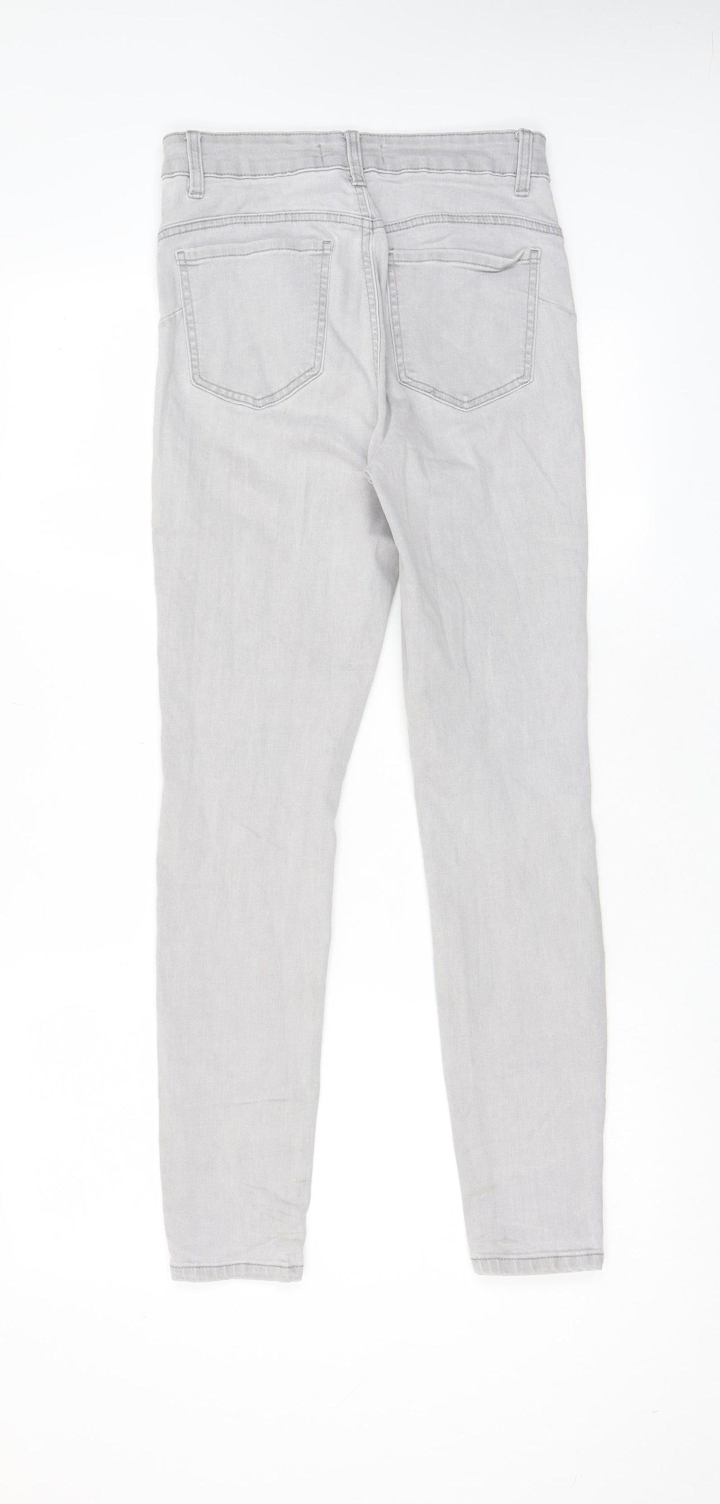 Denim & Co. Womens Grey Cotton Skinny Jeans Size 10 L28 in Regular Zip - Pockets