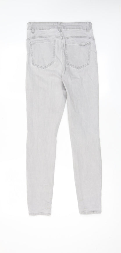 Denim & Co. Womens Grey Cotton Skinny Jeans Size 10 L28 in Regular Zip - Pockets