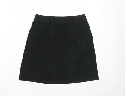 Oasis Womens Black Cotton A-Line Skirt Size 6 Button