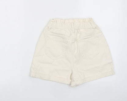 Denim & Co. Womens Beige Cotton Basic Shorts Size 4 L3 in Regular Zip - Pockets
