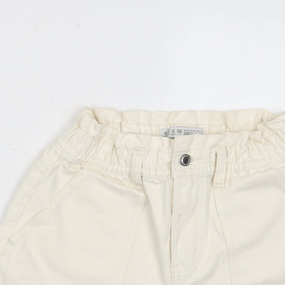 Denim & Co. Womens Beige Cotton Basic Shorts Size 4 L3 in Regular Zip - Pockets