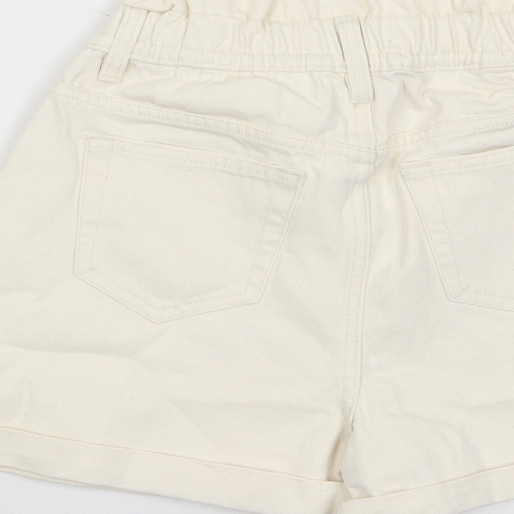 Denim & Co. Womens Beige Cotton Basic Shorts Size 4 L3 in Regular Zip - Pockets