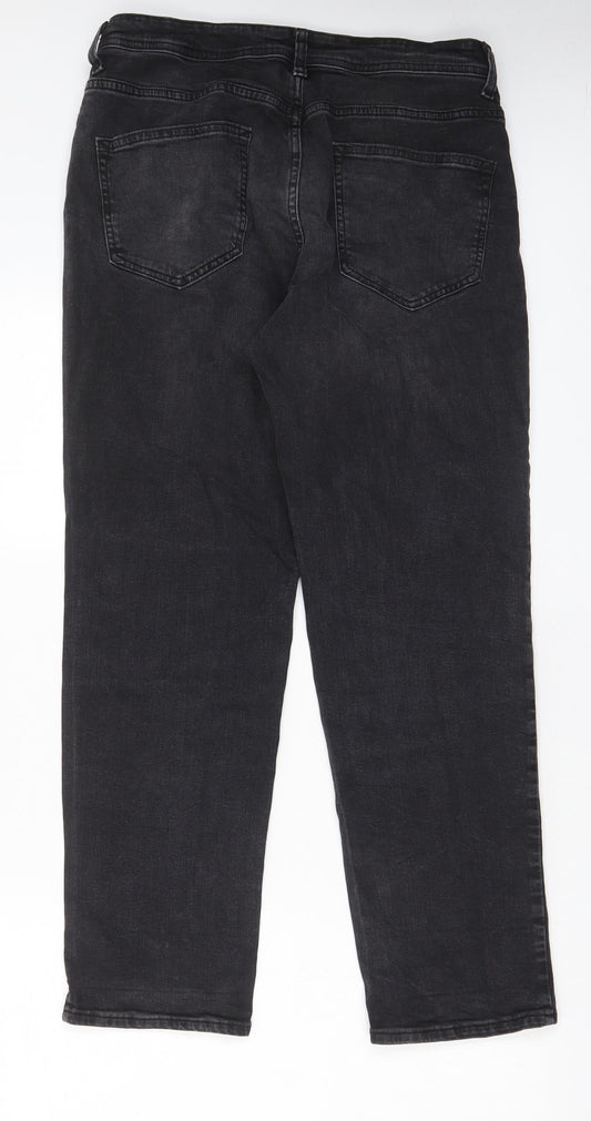 Denim & Co. Mens Black Cotton Straight Jeans Size 32 in L30 in Relaxed Button - Pockets