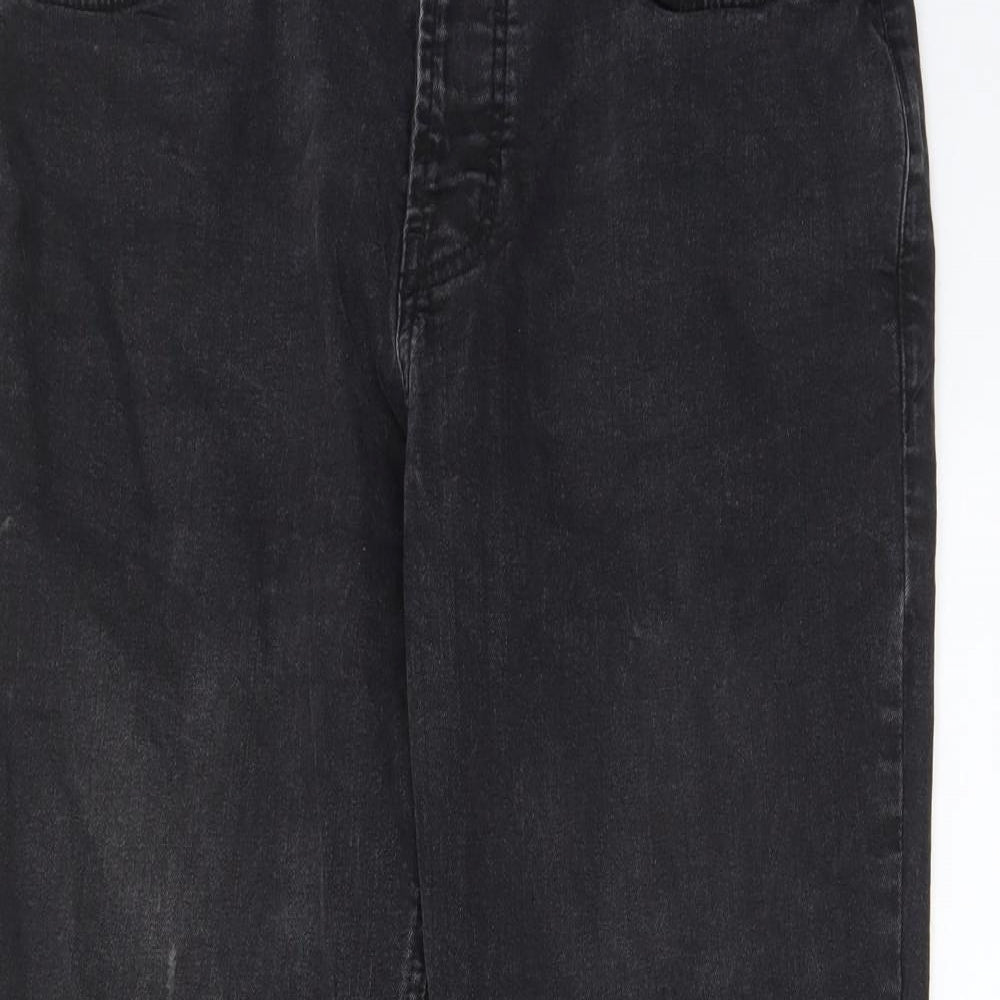 Denim & Co. Mens Black Cotton Straight Jeans Size 32 in L30 in Relaxed Button - Pockets